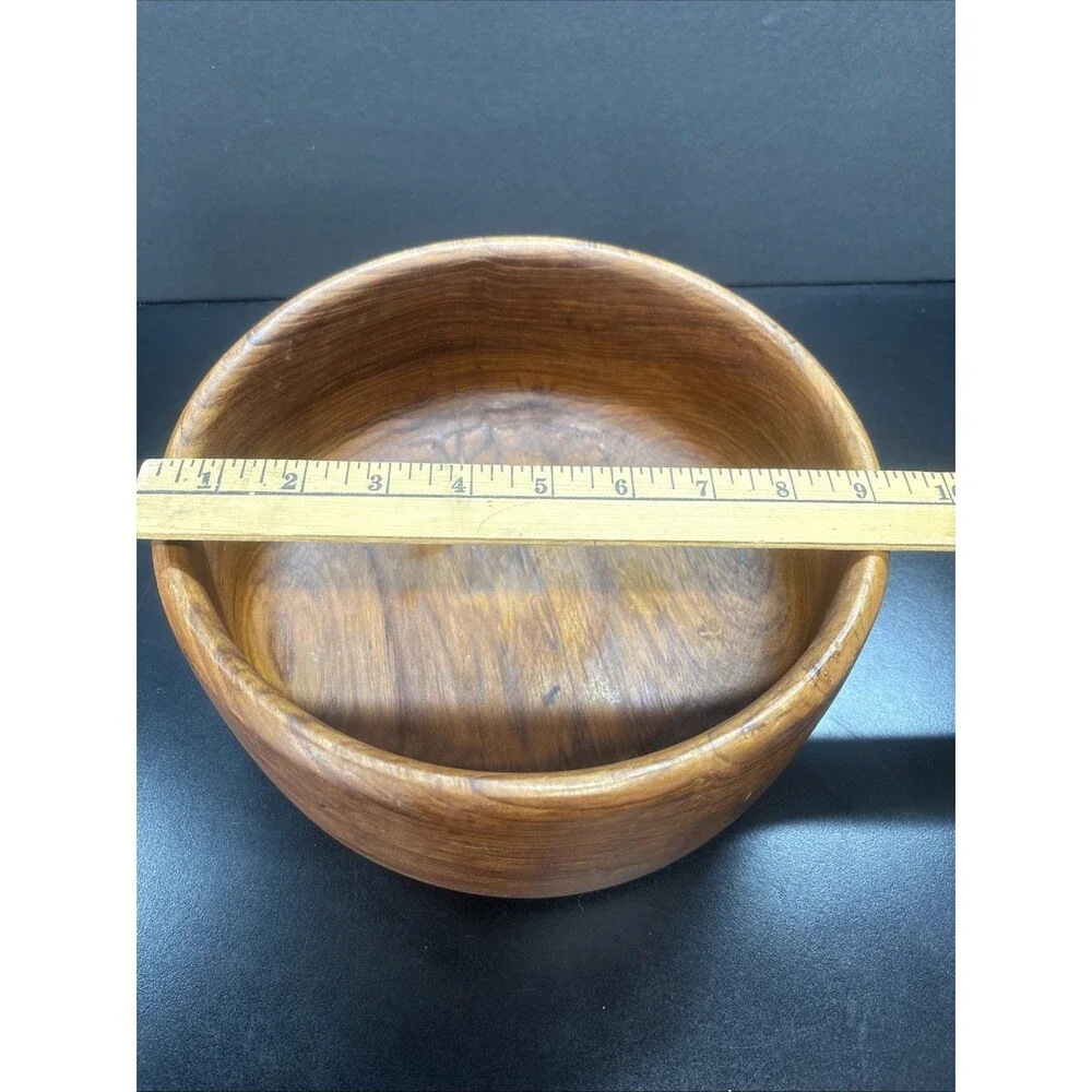 Vintage Teak Wood Round Salad/Fruit Bowl